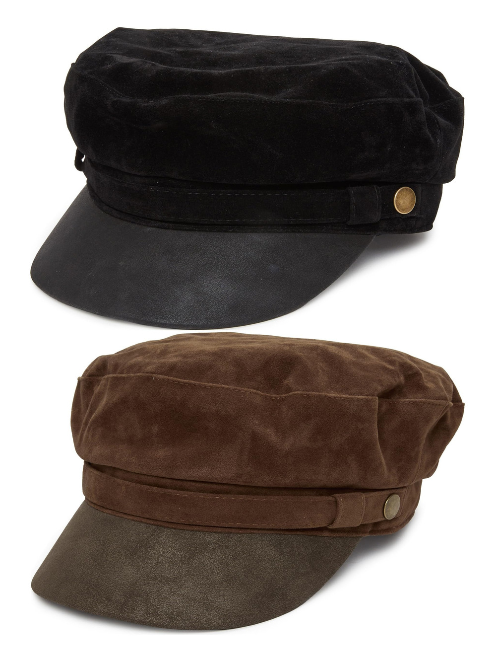 Greek Fisherman Newsboy Cap, Cotton Captains Bakerboy | Black, Brown | Size OS